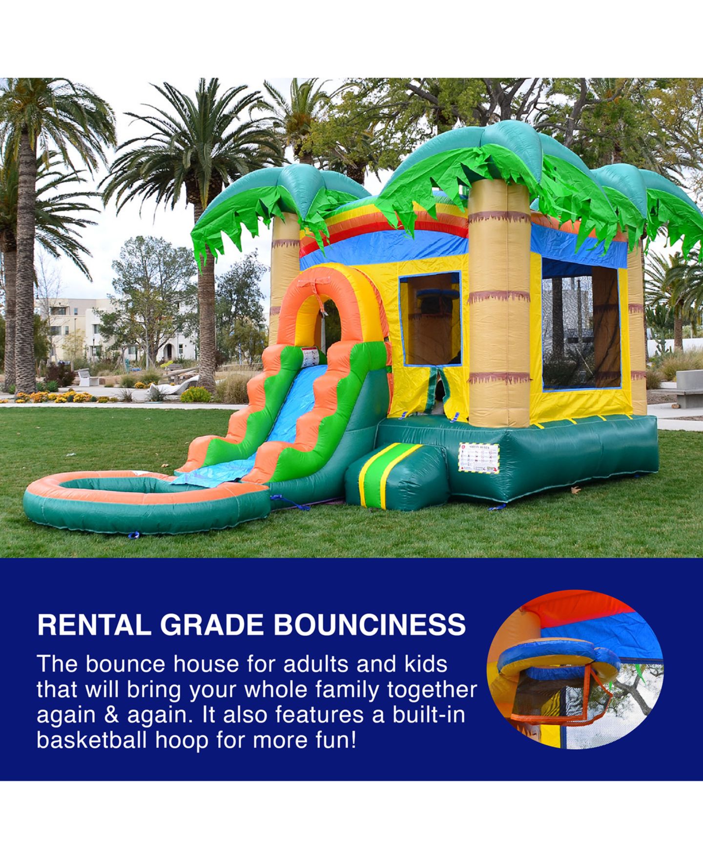 Детская игрушка HERO Kiddo HeroKiddo Tropical Breeze Bounce House & Water Slide Combo with Detachable Pool (No Blower/No Stakes), Commercial Grade Inflatable, цвет: Open Miscellaneous — фото 10