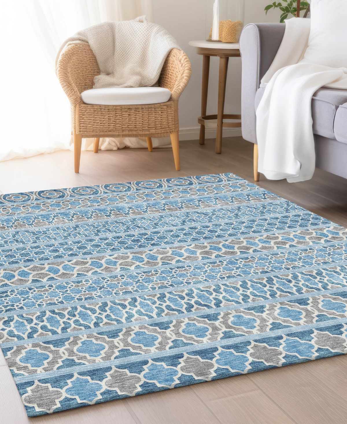 Addison Chantille Machine Washable Acn726 2'6"x3'10" Area Rug In Mist