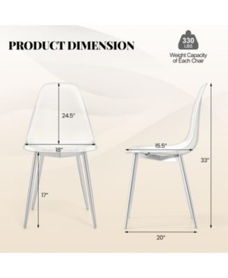 Set of 4 Dining Chairs Modern Plastic Shell Side Chair with Seat and Wood Legs