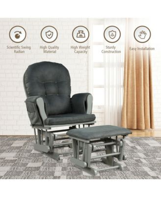 Baby Nursery Relax Rocker Rocking Chair Glider & Ottoman Set w/ Cushion