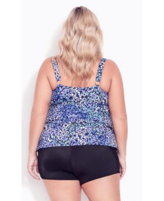 Women's Ruffled Print Tankini Top
