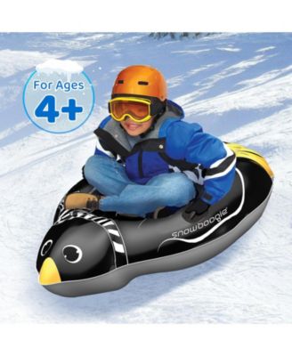 Winter Single Rider Snow Tube, 44" Inflatable Animal Sled, Outdoor Snow Toys with Two Handle