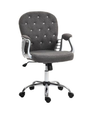 HOMCOM Vanity Office Chair Tufted Backrest Swivel Rolling Height Adjustable