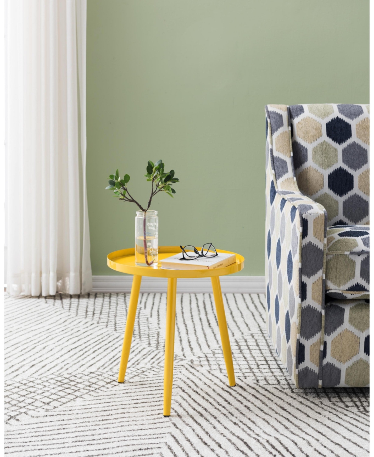 Kings Brand Furniture – Round Metal Side End Table, Nightstand Accent Table, Pedestal Plant Stand for Bedroom Living Room