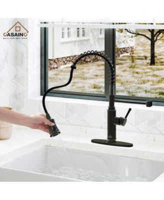 Pull Down Sprayer Kitchen Faucet with Infrared Sensor Induction Function and Deck Plate