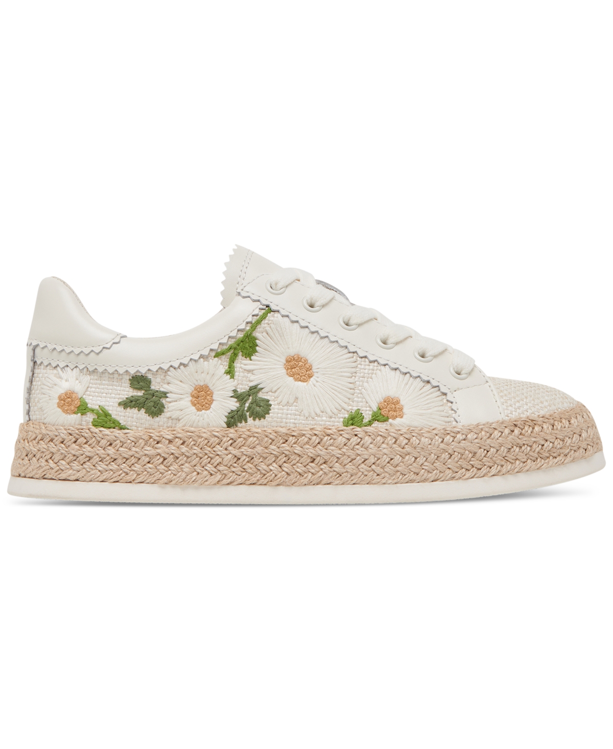 Dolce Vita Women's Azalia Floral Crochet Espadrille Lace-up Sneakers In White Floral Raffia