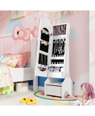 Kids Vanity Set Princess Makeup Dressing Table & Chair Set with Kids Jewelry Armoire