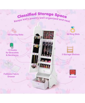 Kids Vanity Set Princess Makeup Dressing Table & Chair Set with Kids Jewelry Armoire