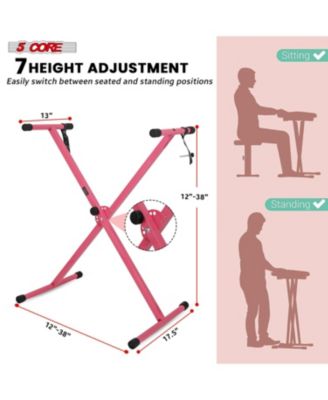 Keyboard Stand Single X Style Adjustable Piano Riser + Keyboard Piano Bench