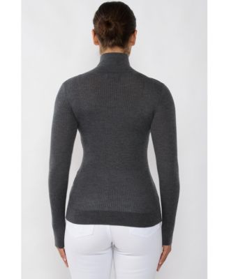 Women's Tissue Weight Cashmere Silk Rib-knit Turtleneck Sweater