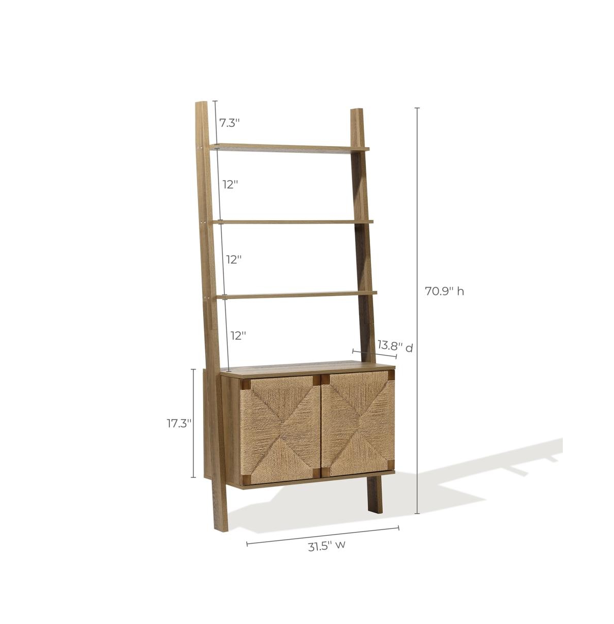 Luxenhome 4-shelf Etagere Bookcase With 2-door Cabinet Storage In Natural