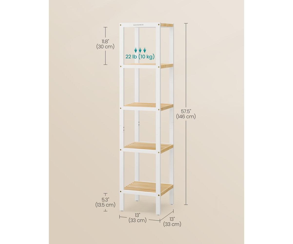 Slickblue 5-Tier Bathroom Shelf and Standing Kitchen Rack for Storage and Organization