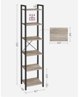 Narrow 5-Tier Bookshelf, Small Multi-Tier Bookcase for Living Room & Bedroom