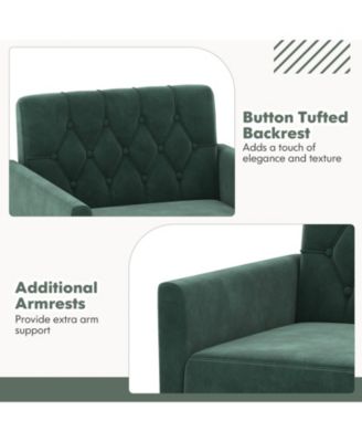 Modern Velvet Accent Chair with Button Tufted Back Metal Legs and Adjustable Foot Pads