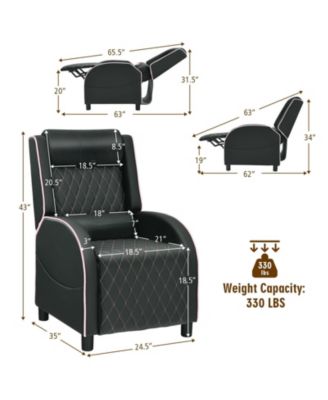Massage Gaming Recliner Chair with Headrest and Adjustable Backrest for Home Theater