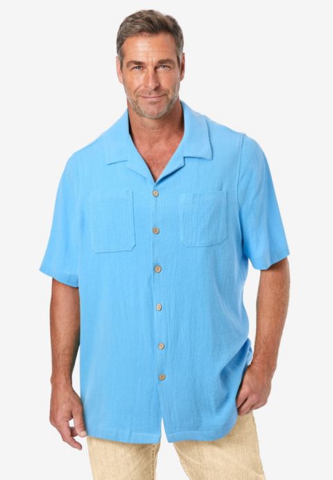 Мужская рубашка KingSize Big & Tall Gauze Camp, цвет: Синий