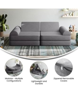 Conner Modular Play Couch For Kids With Convertible 6-Piece Design And Soft Foam Cushions