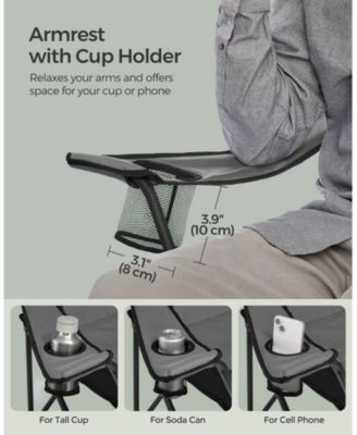 Heavy Duty Folding Camping Chair with Comfortable Sponge Seat and Cup Holder