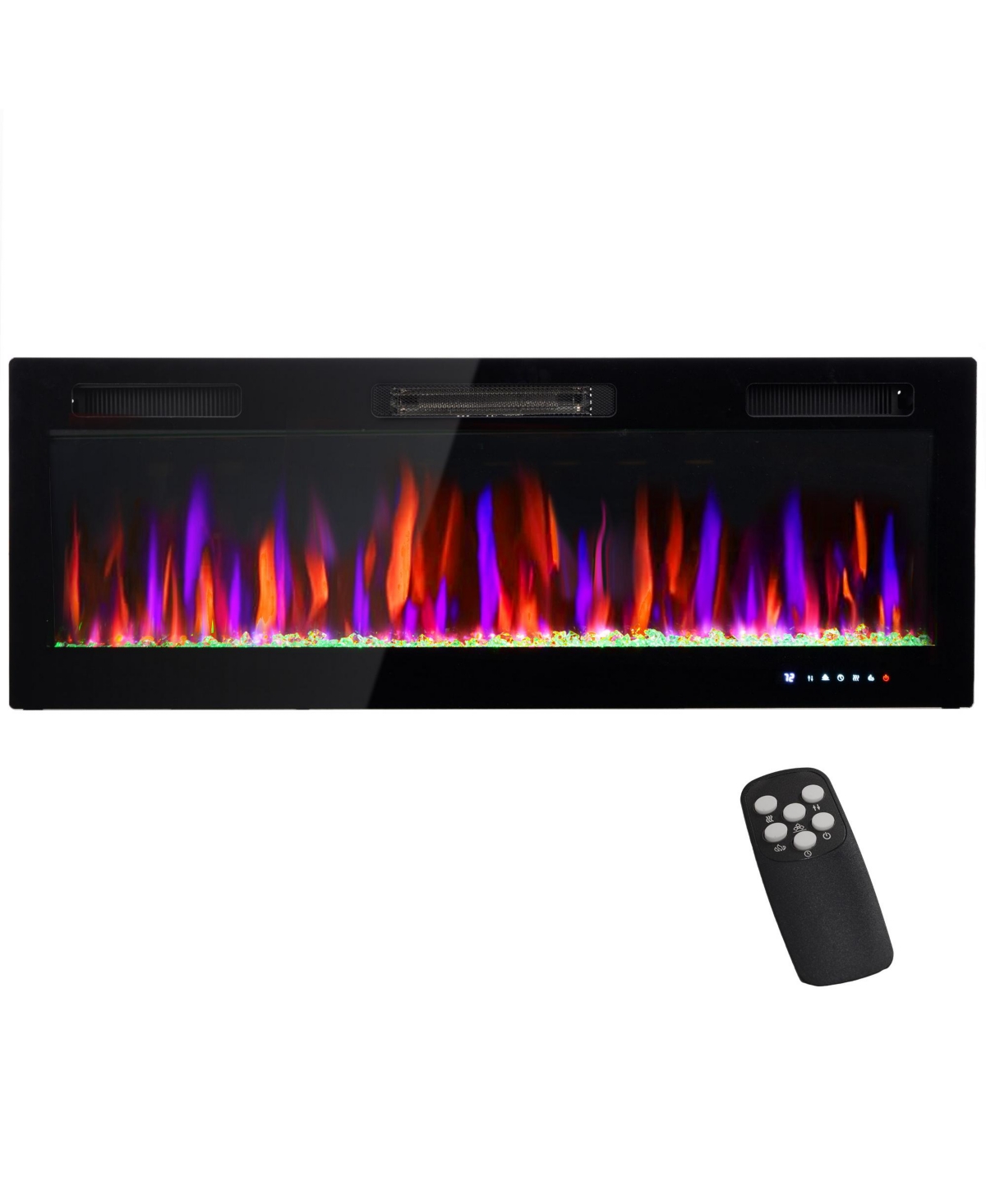 Homcom 1500W Ultra-thin Electric Fireplace Recessed, Mounted, 50"