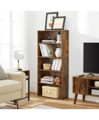 Bookshelf with Adjustable Storage Shelves, Open Bookcase Floor Standing Unit