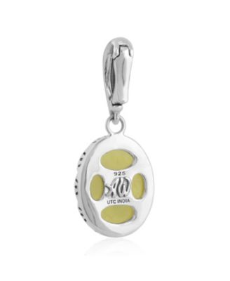 Sterling Silver Yellow Quartz and Lapis Gemstone Hummingbird Pendant Enhancer