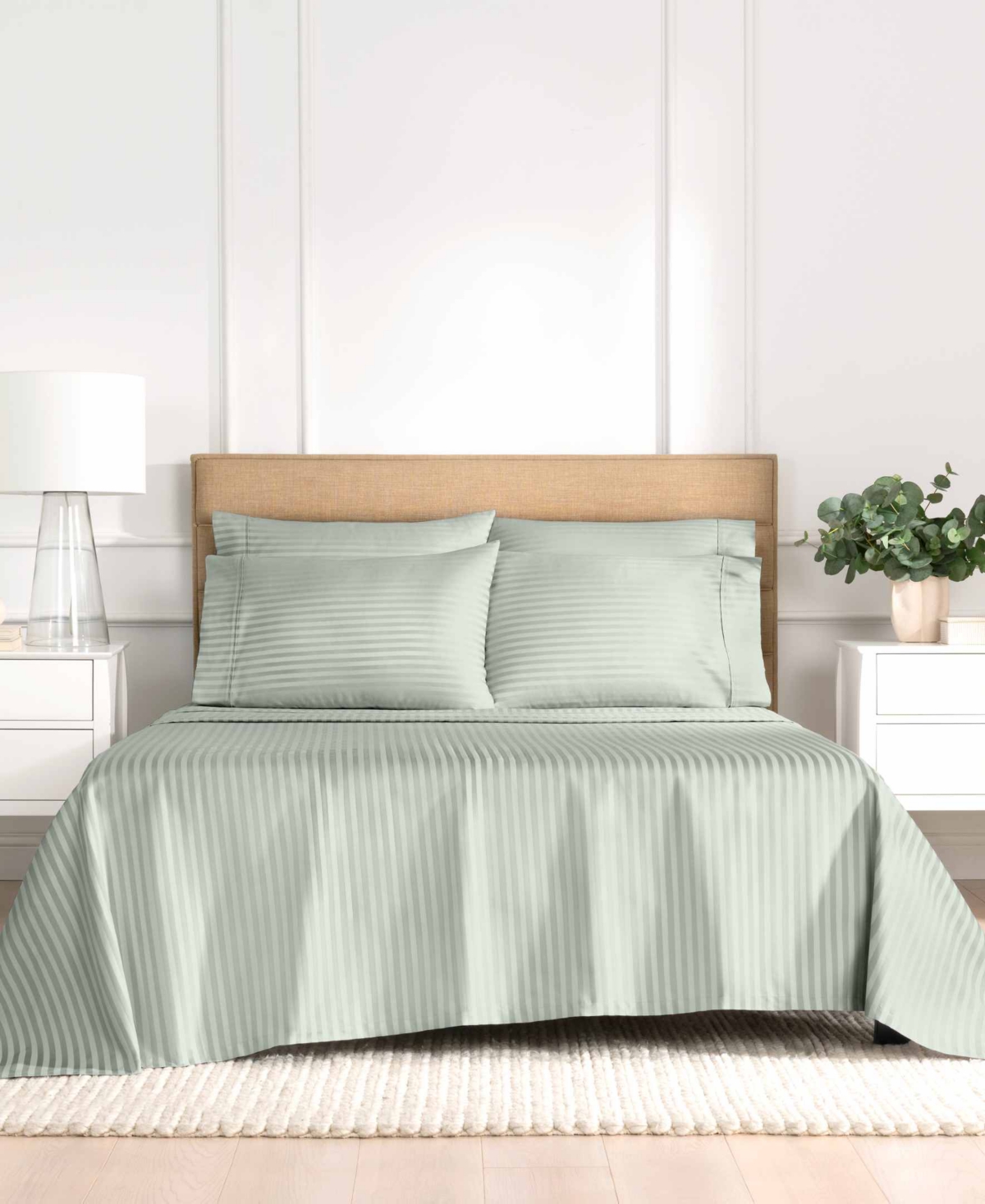 Fairfield Square Collection Brookline 1400 Thread Count 6 Pc. Sheet Set, King, Exclusively At Macy's In Seaglass Stripe