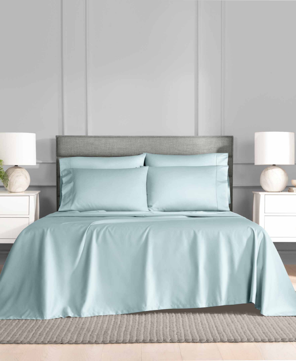 Fairfield Square Collection Brookline 1400 Thread Count 6 Pc. Sheet Set, Queen, Exclusively At Macy's In Ocean Blue