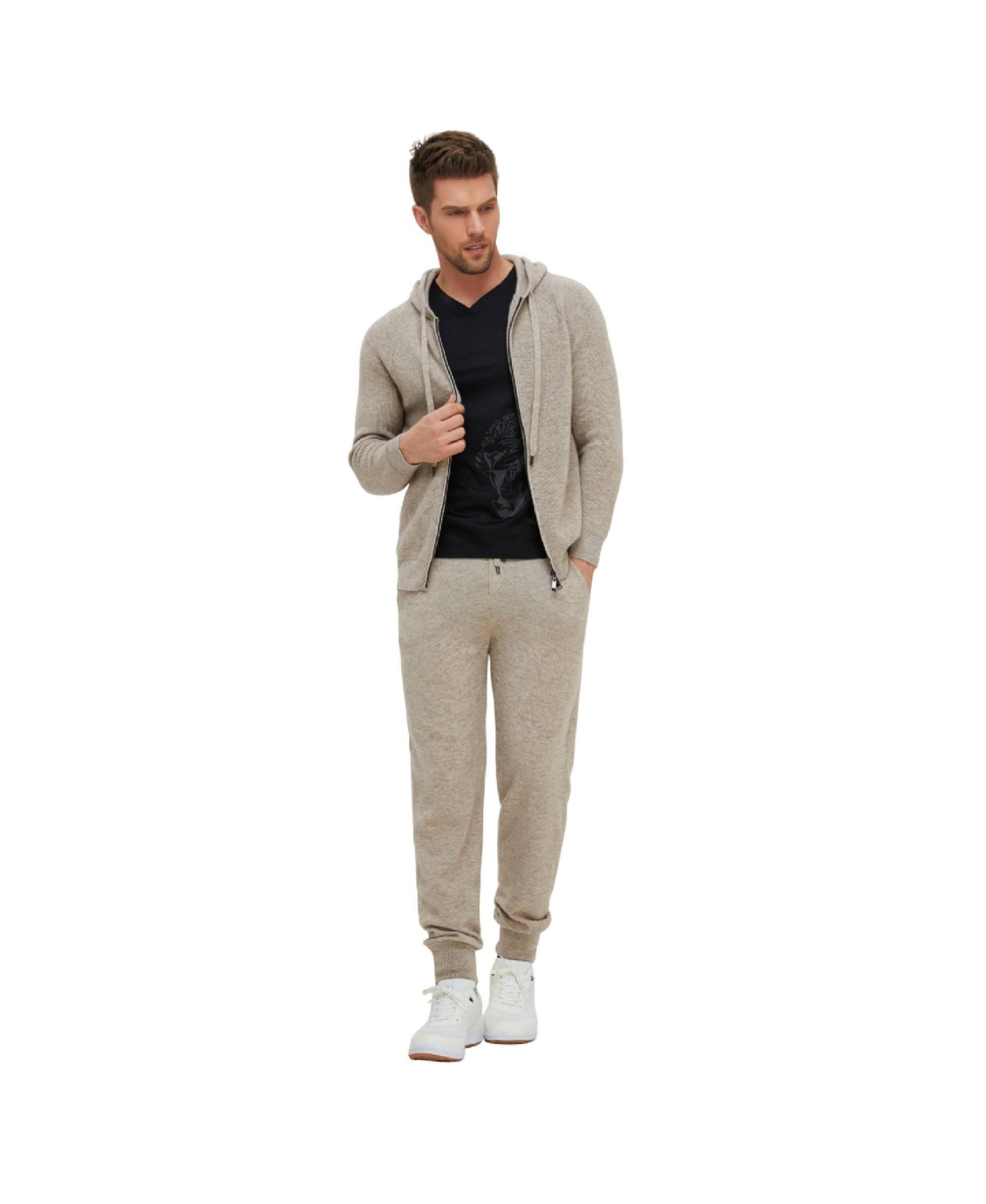 Bellemere New York Men's Bellemere Ribbed Cashmere Full Zipper Hoodie