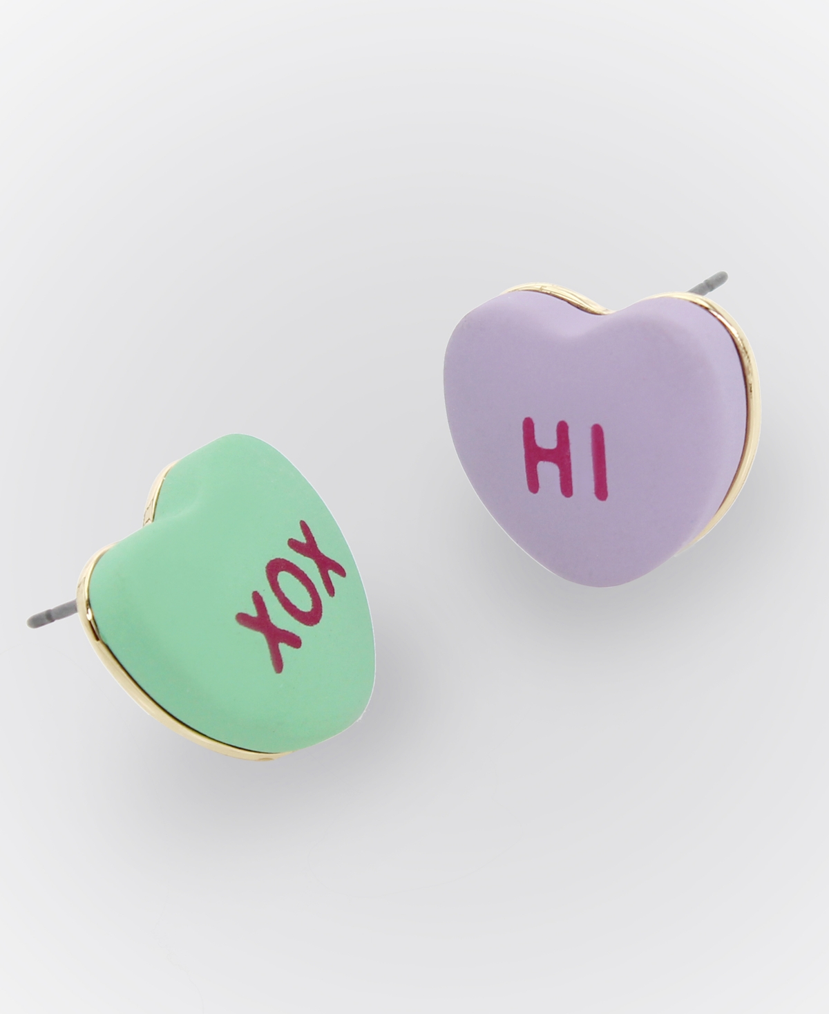 BETSEY JOHNSON MULTICOLORED SWEETHEART MISMATCH STUD EARRINGS 
