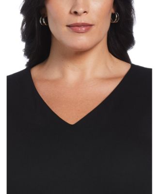 Plus Size Gabardine V-Neck Sleeveless Sheath Dress