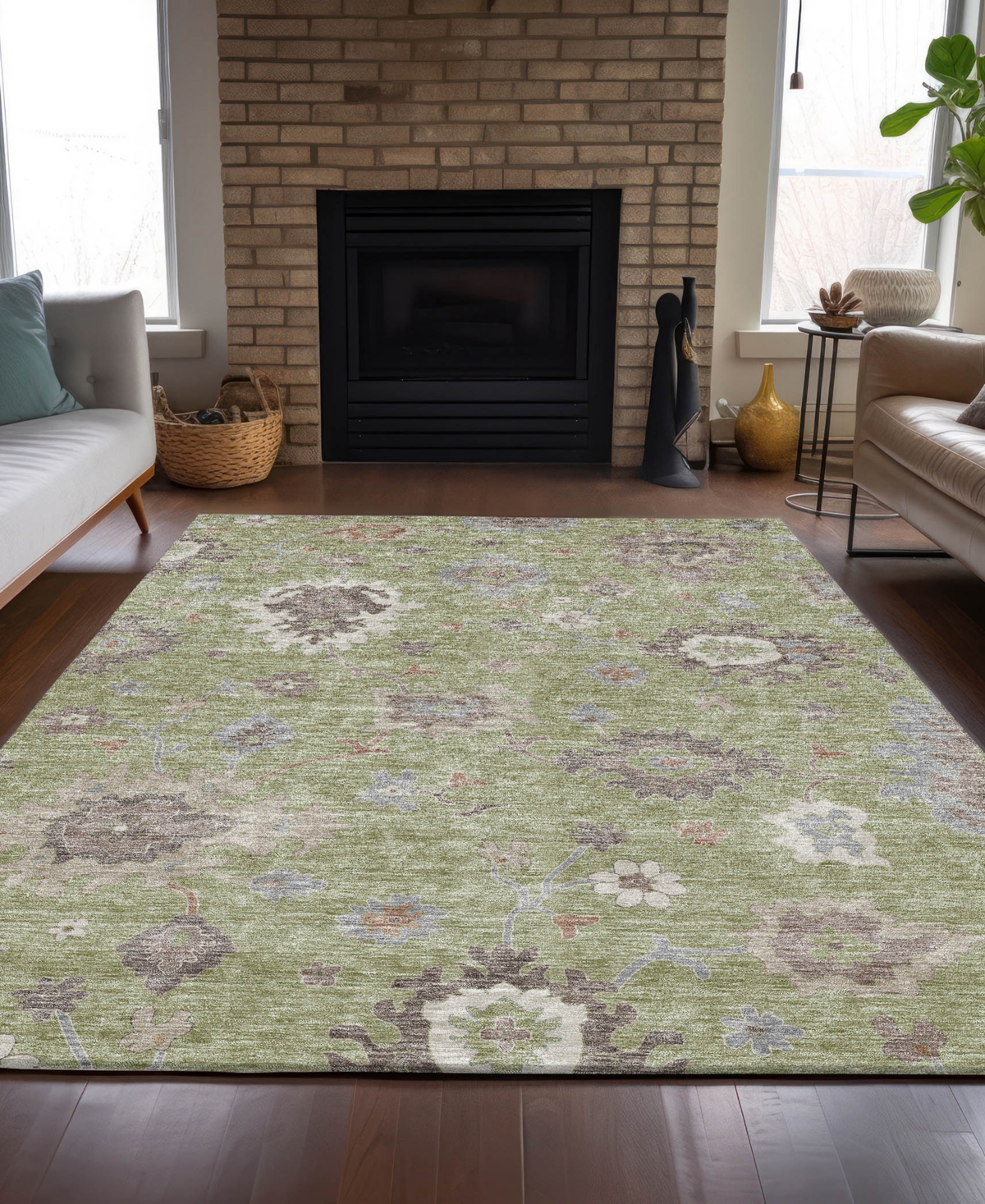 Addison Chantille Machine Washable Acn753 8'x10' Area Rug In Sage