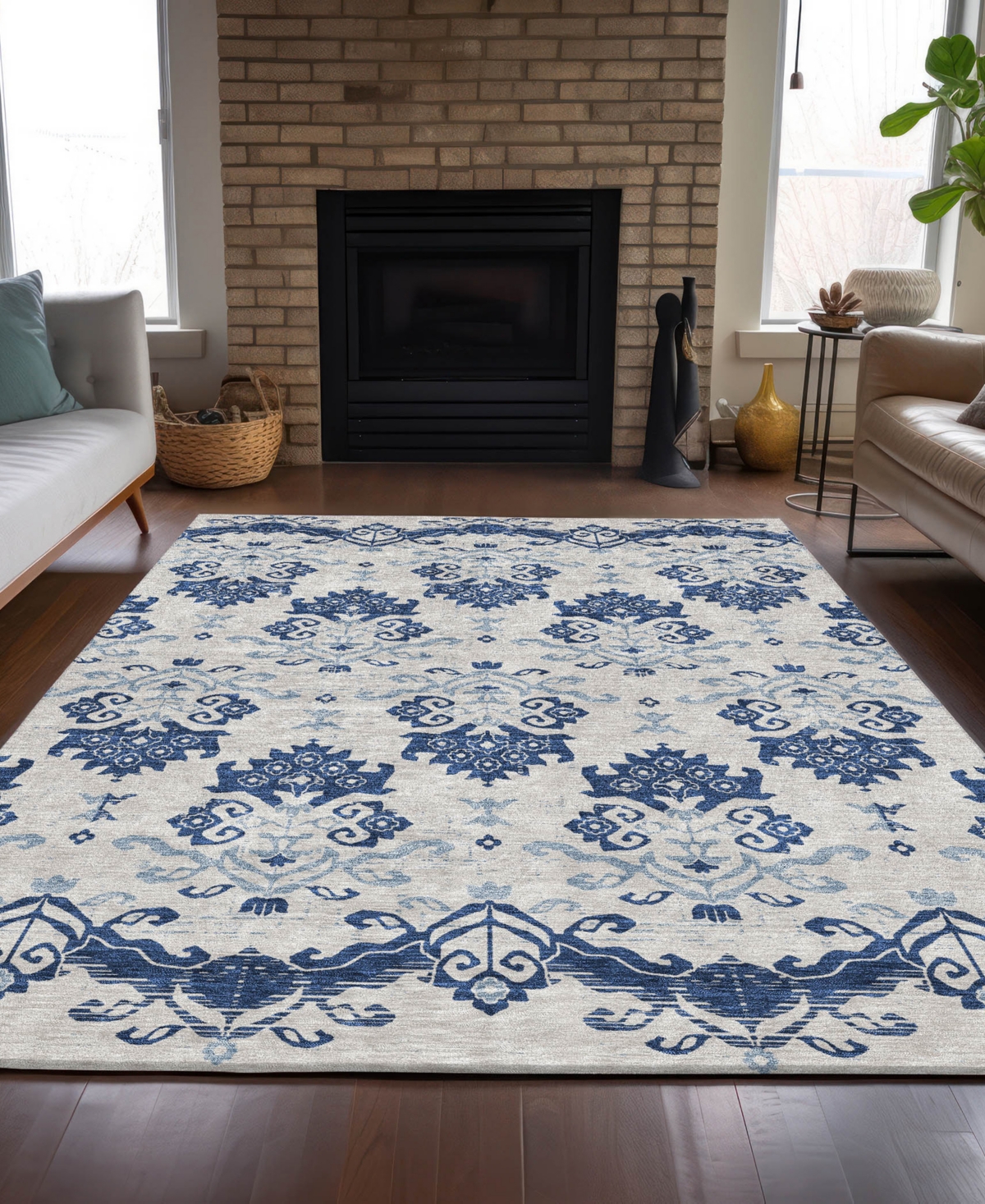 Addison Chantille Machine Washable Acn759 9'x12' Area Rug In Navy