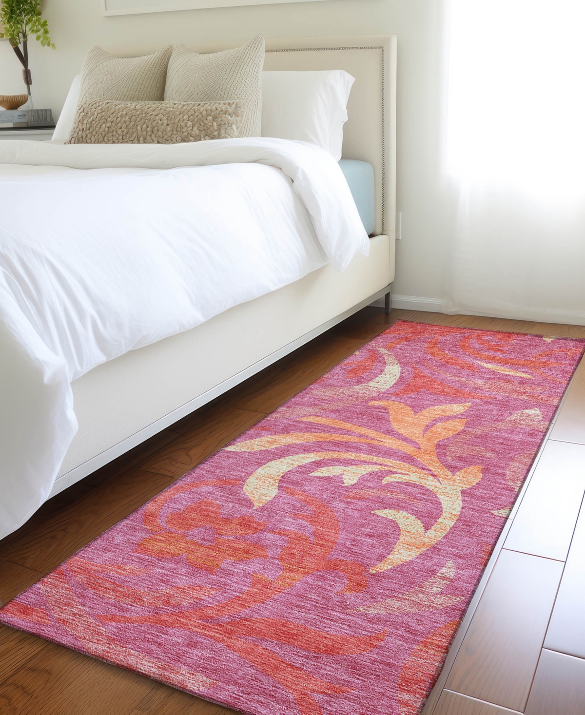 Addison Chantille Acn764 2'3"x7'6" Runner Area Rug In Rose
