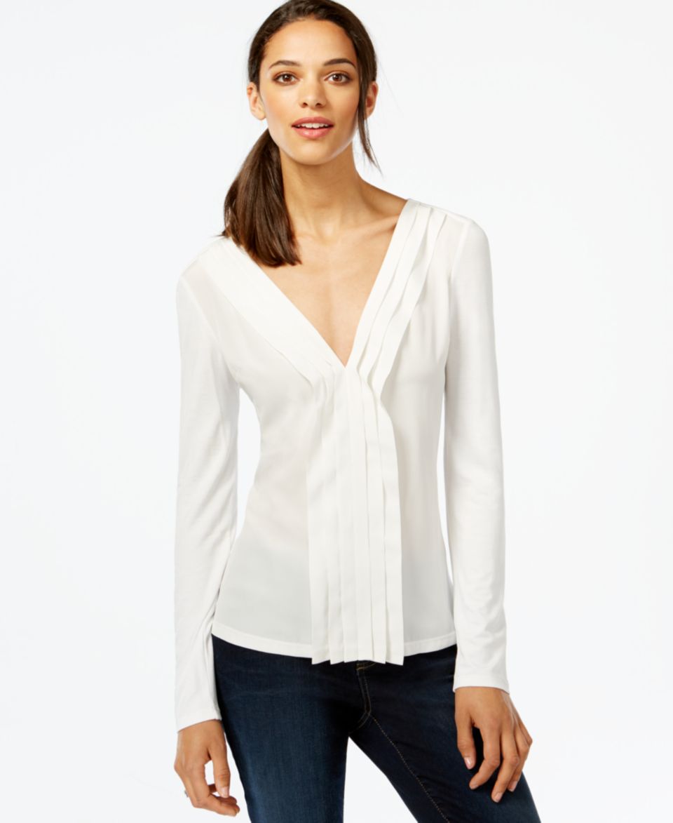 Tommy Hilfiger Pleated V Neck Top   Tops   Women