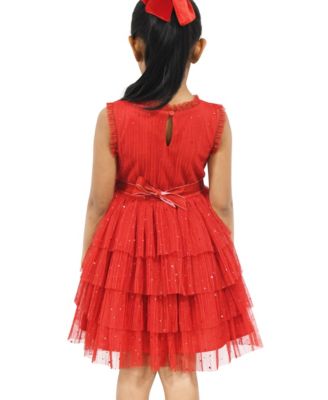 Toddler and Little Girls Pleated Mesh Dress