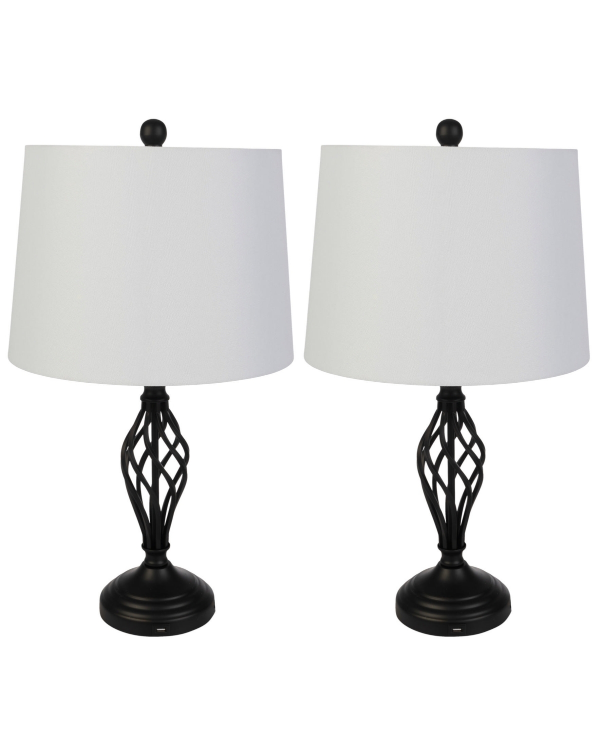 LAVISH HOME 24.41" USB CHARGING LED TABLE LAMP SET 