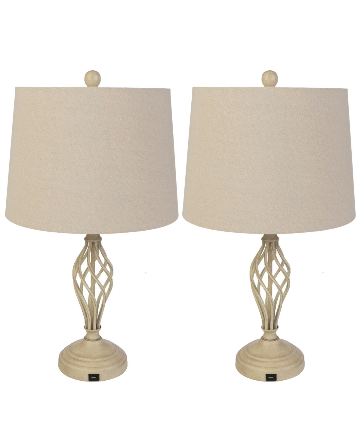 Lavish Home 24.41" Usb Charging Led Table Lamp Set In Sand