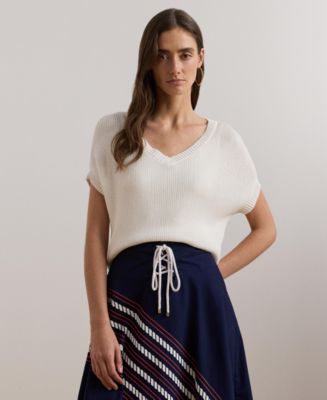 ラルフ・ローレン Lauren Ralph Lauren Rib-ニット Short-Sleeve Sweater レディース Sweaters Ma 30897813_fpx.tif?$filterlrg$&