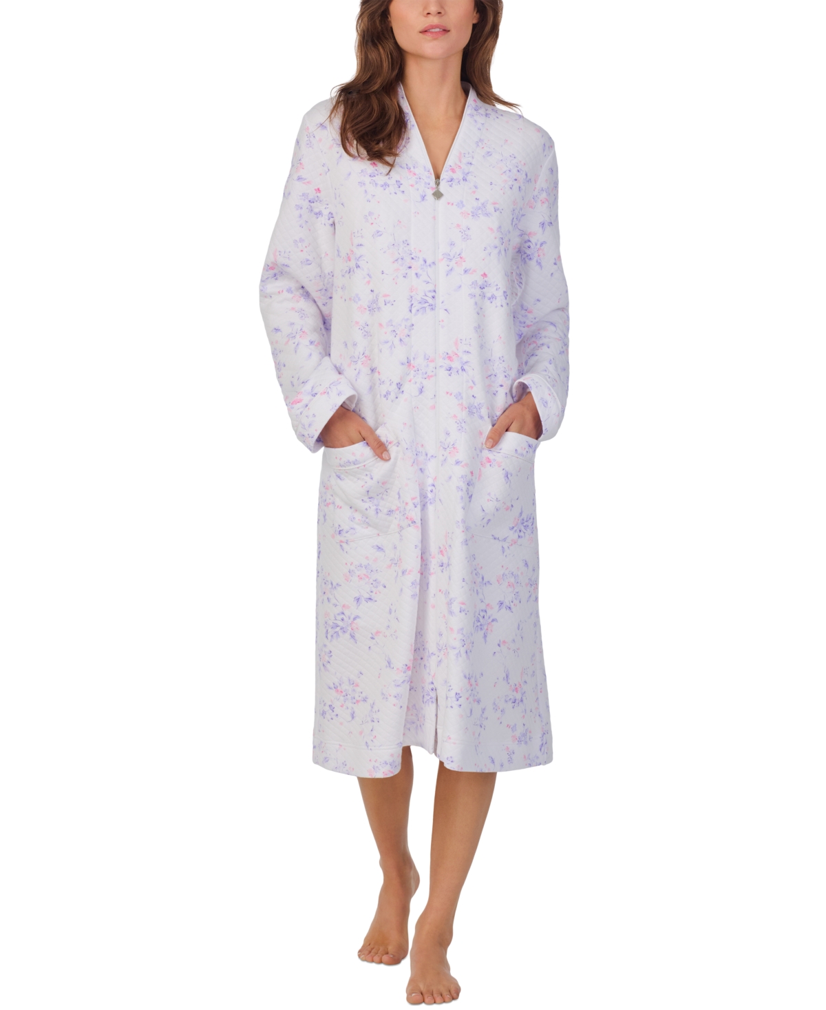 Women's Long-Sleeve Waltz Zip Robe - White Lilac