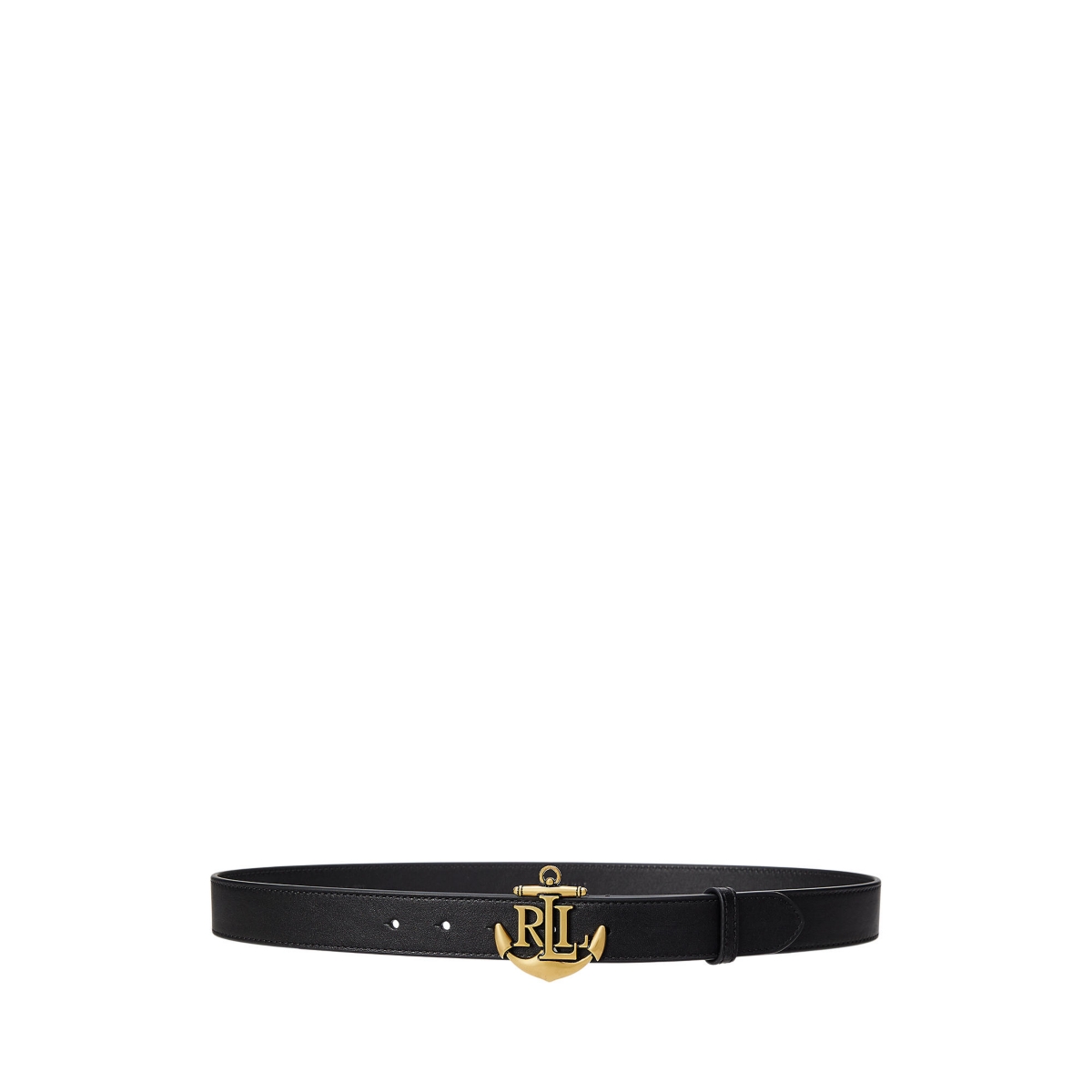 RALPH LAUREN ANCHOR-LOGO LEATHER SKINNY BELT 