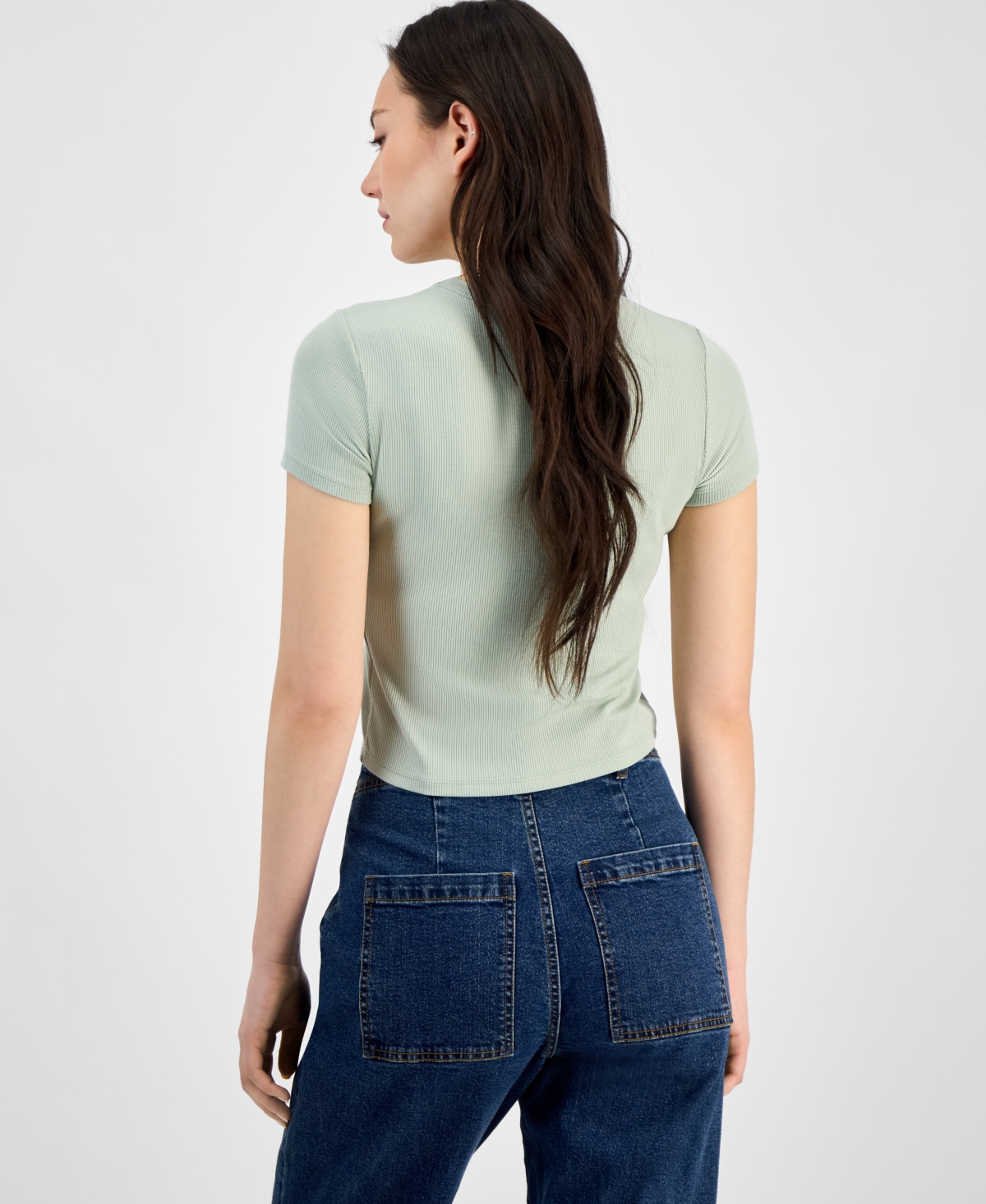 Self Esteem Juniors' Soft Ribbed Baby Tee In Desert Sage