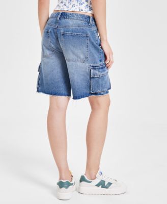 Juniors' Cargo Denim Jorts