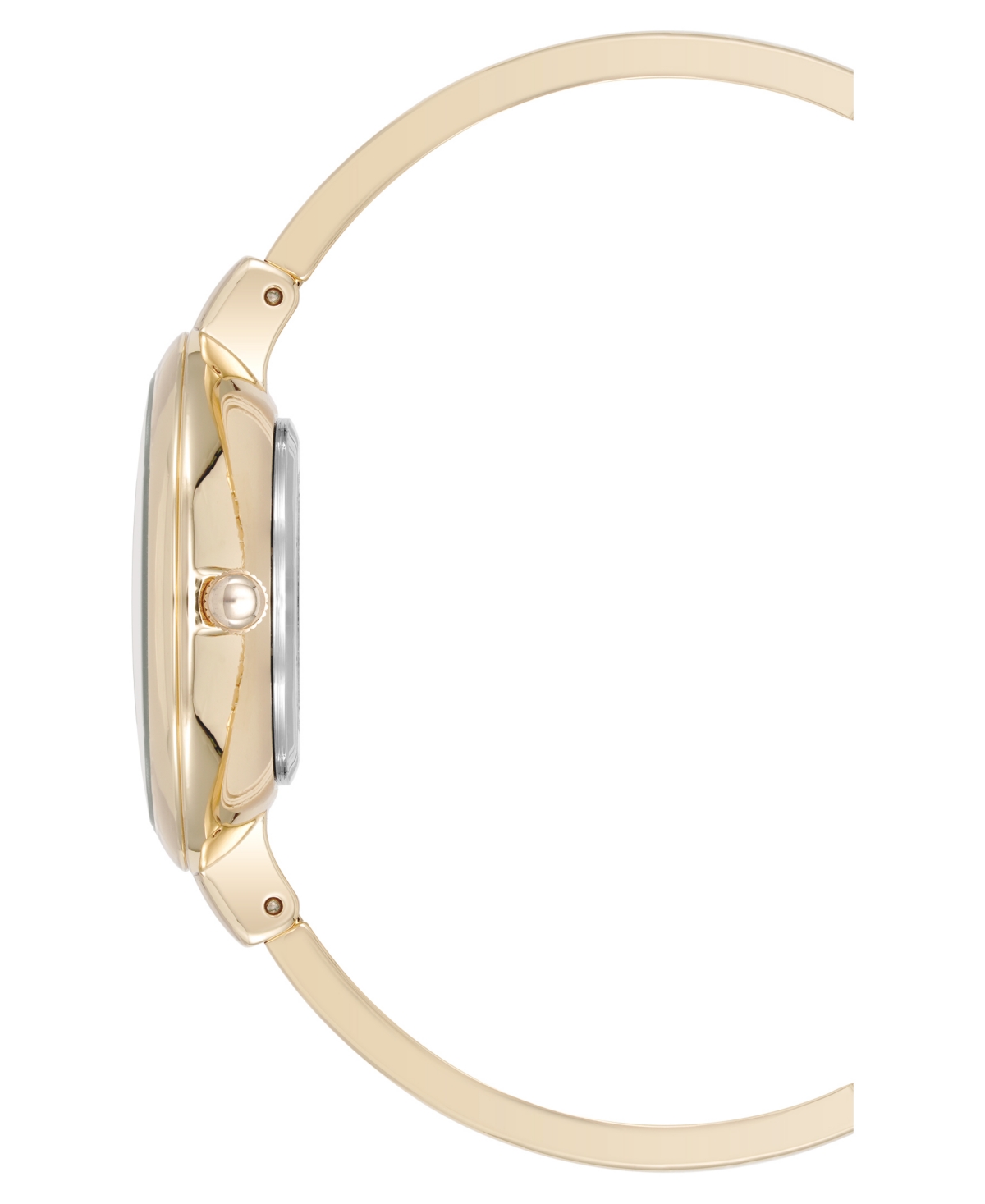 Anne Klein Women's Quartz White Enamel And Gold-tone Metal Alloy Bangle Watch Set, 32mm In White,gold-tone