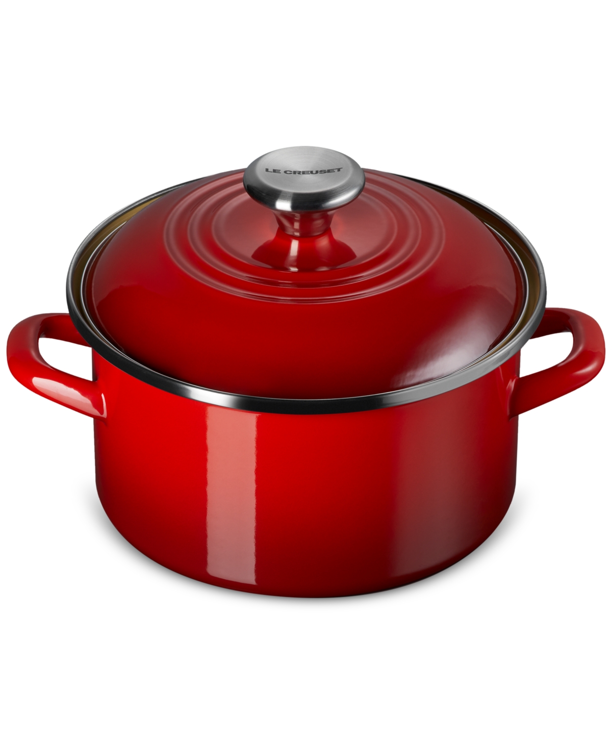 Le Creuset Enamel On Steel Petite Stockpot 3.8 Qt. In Cerise