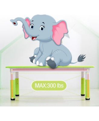 6-Piece Adjustable Height Plastic Graffiti Desktop with Non-Slip Legs - Kids Table and Chairs Set