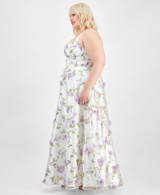 Trendy Plus Size Floral Print Applique Gown