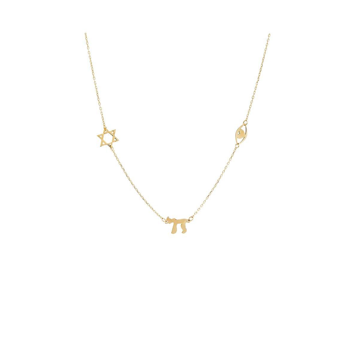 Solid Jewish Charms Necklace 14K - 14k gold