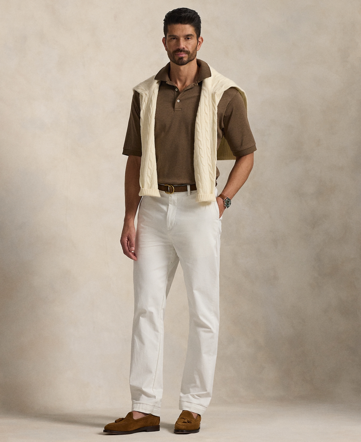 Polo Ralph Lauren Custom Slim Fit Soft Cotton Polo Shirt In Brown
