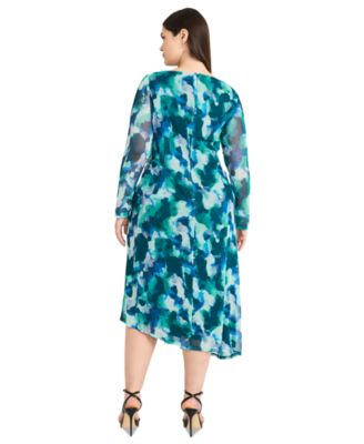 Plus Size Side-Twist Asymmetric-Hem Dress