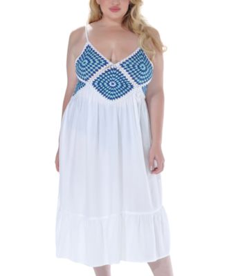 Plus Size Crochet Flounce-Hem Midi Dress